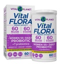 Planeta Vital - Flora Vital Probióticos para Mulheres Mais de 55 prateleira diária estável Probiótico 60 bilhões UFC, 60 Strains Diversos, 7 Prebióticos Orgânicos, Suporte Imune e Saúde Digestiva 60 Cápsulas