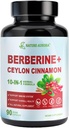 Berberine Suplemento com Ceilão Canela & Picolinato de Chromium, 10-em-1 Berberine 1000mg por serviço, Berberina 5X para Metabolismo, Coração e Suporte Imune (90 Cápsulas)