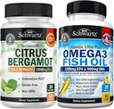 Tripla força Omega 3 óleo de peixe Softgels (1 Mês de Fornecimento) Mais 1000mg Citrus Bergamot Suplemento (1 Mês de Fornecimento)
