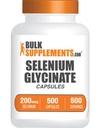 BulkSuplementos.com Cápsulas de Glicenato de Selenium - Suplemento de Selenium, Cápsulas de Selenium 200mcg - Essential Trace Mineral, Gluten Free, 1 Cápsula por Serviço, 500 Count (Pack of 1)