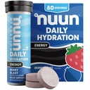 Nuun Energy Electrolyte Tablets com Ginseng, Cafeína de Extrato de Chá Verde, Vitamina B12, B6, B5, Magnésio e 4 Outros Eletrolitos, Glúten Livre & Vegan, Berry Blast, 8 Pack (80 Servings Total)