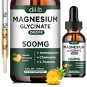 Magnésio Glicinato 500mg - Drops de Magnésio Líquido, Ashwagandha, L - Theanina, Camomila - Relaxamento e alívio de estresse, Relaxamento, Dormir descansado, Saúde do coração muscular, Vegan - 2 Fl Oz (30 dias)