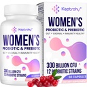 Probióticos vaginais para mulheres - 300 bilhões de UFC 12 estirpes Probióticos com prebiótico, extrato orgânico de cranberry Probiótico diário da mulher para vaginal, urinário, digestivo, gut, saúde imune, 60 cápsulas