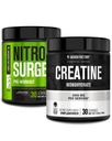 Fábrica Jacked NITROSURGE Pre Treino Suplemento (Uva, 30 Servões) & Creatina Mono-hidrato em pó (desfolhado, 30 Servões)