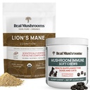 Verdadeiro Cogumelos Leões Mane Pó para Humanos (60g) & Cogumelo Imune Pet Mastiga (60ct) - Bundle para Cognição & Imunidade - Ashwagandha, Astragalus & More - Vegan, Non-GMO, Gluten-Free, Grain-Free