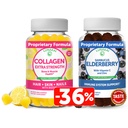 Lunakai Collagen e Elderberry Gummies Bundle - Anti envelhecimento Suplementos para homens e mulheres - Imune Suporte para adultos e crianças - Vegan, Não-GMO, Sem xarope de milho, Gelatina livre, Todos Natural Black Sambucus