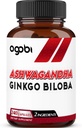 agobi 1600mg Ashwagandha with Ginkgo Biloba Supplement - Super Extract Formula for Imune System, Produção de Energia, Memória Saúde & Focus - 240 Cápsulas Veggie