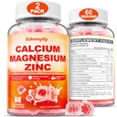 Cálcio Magnésio Zinco Suplemento Gummies com vitamina D3 K2 & B Complexo para Mulheres Homens 1000mg Citrato de cálcio com chicletes de magnésio para osso, Músculos & Imune Suporte, Açúcar Livre, Vegan