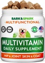 BARK & SPARK Dog Vitaminas & Suplementos - Multivitamin Mastigable Doces para Cães - Glucosamina Chondroitin para Apoio Conjunto + Ómega para Pele & Revestimento + Probióticos - Multi Vitamina para Saúde Animais de estimação - 120Ct