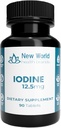 Novas marcas mundiais de saúde 12,5mg comprimidos de iodo - 90 comprimidos - Essential Trace Mineral for Growth, Thyroid & Metabolic Function - Fácil de engolir, alta potência, rápida absorção