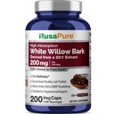NusaPure White Willow Bark 20:1 Extract, 200 mg Equivalente a 4000mg, 200 Cápsulas Veggie, Força Máxima, (Não-GMO, Vegan)