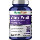 NusaPure Vitex Chasteberry Fruit 20:1 Extract, 450 mg Equivalente a 9,000 mg 200 Cápsulas Vegan - Não-GMO, Vegan Suplemento Dietário