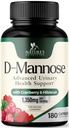 D-Mannose Suplemento 1,350 mg com Cranberry & Hibiscus - Effective Fast-Acting, Flush as impurezas para a bexiga natural, Urinary Tract Health Support, para mulheres e homens, Não-GMO, Vegan, 180 Cápsulas