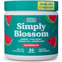 Simplesmente Blossom Nutrition Daily Greens & Superfood Powder + Colágeno + Probióticos para a Saúde Digestiva da Mulher & Bloating Alief. Ajude sua saúde Bloom - 30 dias de abastecimento - melancia