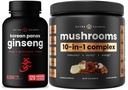 NutraChamps 10-em-1 Cogumelos Pó e Ginseng - Ultimate Energy, Stamina & Cognition Support Bundle.