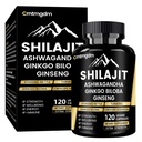 Shilajit Cápsulas - 20.000mg Puro Himalaia Orgânico Shilajit para Homens e Mulheres com Ashwagandha, Suporta Vitalidade e Bem-Estar, Premium Shilajit Suplemento Puro Himalaia, 120 Cápsulas