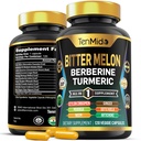 Cápsulas de Melon Amargo - Fórmula 10in1 - Combine com Berberina, Canela de Ceilão, Açafrão, Moringa, Neem, Ginger, Gotu Kola, Alcachofra e Pimenta Negra - 120 Cápsulas para Fornecimento de 4 Meses