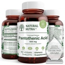 Natural Nutra Time Release Ácido Pantotênico 500 mg, Suplemento de vitamina B5 ajuda a quebrar gordura e carboidratos, metabolismo e energia, melhorar a saúde muscular, reduzir os pontos da pele, 60 comprimidos vegetarianos