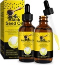 Óleo de semente preta 2PACK, 100% Puro Preto Sementes Óleo Frio Pressionado Não Refinado, Rico em Vitamina D3, K2 & E, Black Seed Oil Supplement Drop para suporte imunológico, Não-GMO (2x60ml)