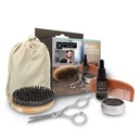 Kit de grooming de barba para homens Kit de cuidados de barba inclui acessórios - Balsa de barba natural não perfumada e óleo, escova de escova de escova de barba de madeira e javali, tesouras de aço inoxidável