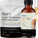 Auri Energy & Imune Boost Pack Super Cogumelo Pastilhas Diárias Cordyceps Elixir Bundle - Bem-Estar Diariamente para Foco, Estamina e Longevidade - 60 Gummies + 60ml Tintura