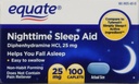 Equate Nighttime Sleep Aid 25 mg, 00 Mini-Capplets, 100 Count