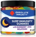 Imunidade absoluta - Zinco e Elderberry Gummies sono com melatonina, 100% droga livre de assistência ao sono, suporte do sistema imunológico, adultos e crianças 30ct
