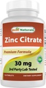 Melhor Natural Zinco 30mg Suplementos (como Citrato de Zinco) - zinco Vitaminas para Adultos Suporte Imune - 120 Comprimidos (120 Contagem de 1)