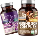 Número Um Nutrição N1N Complexo de Cogumelos Premium [10X Cogumelos Poderosos] e Citrato de Magnésio [200mg], Pacote 2