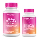 Cegonha Rosa Prenatal Vitamina Duo: Vitaminas e Probióticos Pré-Natais para Mulheres Grávidas - Doença Matinal e Apoio ao Desenvolvimento Fetal com DHA, Folato, Vitamina B6 e Mais - 2 Produtos, 90 Cápsulas