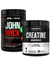 Jacked Factory X John Wick - Pó pré-treino de modo Wick (Osaka Cherry Blossom, 40 Servings) & Creatine Mono-hidrato Powder (desfolhado, 30 Servings)