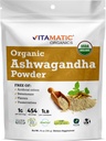 Vitamatic Certified USDA Organic Ashwagandha Powder – 1 lb (16 onças) Withania Somnifera