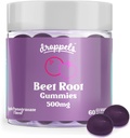 Droppels Beterraba Gummies raiz com Beetroot Powder 500mg, Extrato de semente de uva 300mg, Vitamina B12 & Niacin □ Vegan, Pectin-Based & Não-GMO Beetroot Supplement, Apple Romã Flavor, 60 Contagem