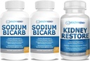 Bicarbonato de sódio 650mg Cápsulas para alívio ácido, alcalinidade 120 comprimidos 2-Pack + Rins Restaurar Rim Cleanse e Rim Health Supplement, 60 caps