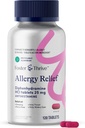 Foster & Thrive Difenidramina 25mg Alergia Alívio para Alergias Sazonais, Comichão Olhos Aguados, Espirros, Nariz Runny, Anti-histamínico de ação rápida para crianças e adultos
