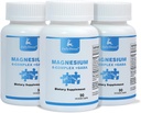 3 Garrafas Complexo de Magnésio Sixfold 350mg de Glicinato de Magnésio, Malato, Citrato, Taurina, Óxido, L-treonato para Músculos,Nerves, & Energia, GABA Suporte ao Sono