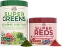 PAÍS FARMS Essential Pack, Super Greens Powder e Super Reds, embalado com 50 Super Alimentos Orgânicos e 40 Super Frutas, Energia Natural, Suporte Bloating, Sem sabor & Berry Flavor, 17.7 onças, 2 Pack