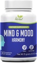Harmonia Mente e Humor - Claridade e Foco Melhorados - Balance Mood Swings - Regulação Emocional de Apoio - Fórmula Não Drowsy - 100% Herbal e Natural