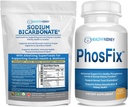 Biocarbonato de sódio orgânico Alcalina Suplemento Bundle 2LB Pó para Alcalinidade, Rim e Suporte Ácido + PhosFix 120 comprimidos Phosphorus Binder para Níveis de Fósforo Saudável e Rim Saúde Suporte Renal