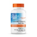 Doctor's Best Natural Vitamina K2 MK7 Suplemento para homens e mulheres - Apoio à saúde óssea, 100 mcg Vitamina K-2 MK-7 Cápsulas com MenaQ7, Suporte de cálcio, Não OGM, Vegan - 60 Veg Caps