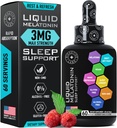 Melatonina líquida para adultos e crianças - 3mg de força extra Melatonina líquida sublingual para crianças e adultos - Dormir gotas lipossomais rápidas - Natural Framboesa Flavor Ajuda ao sono - 60ml