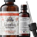 Tintura de alcaçuz, Extrato de alcaçuz orgânico (Glycyrrhiza Glabra) Raíz seca, Suplemento de ervas, Não-GMO em Glicerina vegetal orgânica a frio 2 onças, 670 mg