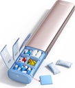 Vaydeer 7 Dia Organizador de comprimidos por semana (Suporte 2 vezes por dia), Caixa de comprimidos de viagem de metal, Caixa de comprimidos bonito diário de grande capacidade para suplementos, pílulas, vitaminas e medicamentos (ouro rosa), 8.3 * 2.1 * 1.2 Inch