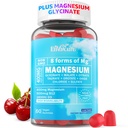 Gummies de magnésio 400mg como 8 Formas de glicinato de magnésio, malato, citrato, taurate, óxido, e mais com extrato de Ashwagandha, D3 & B12 Suporta para calma, Zzz, Mood, Cãibra muscular - Vegan 60 Cts