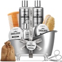 Mens Gifts, Sandalwood Beard Grooming Kit, Mens Grooming Kit para o namorado pai, Ele, 11pc Barba alisador para homens Barba cuidados, crescimento da barba e aparar presente, óleo de crescimento de lavagem de barba & mais