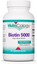 Nutriology Biotin 5000 Suplemento - 5000mcg Biotina, Vitaminas para Cabelo, Pele e unhas, Alta Dose, Cápsulas Vegetarianas, Hipoalergênico, Glúten Livre - 60 Contagem