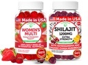 Lunakai EUA fez mulheres Multivitamin & Shilajit Gummies Bundle – Energia, Immune & Vitality Support – Naturalmente saboreado – 60 chicletes não-GMO cada