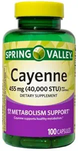 Spring Valley Cayenne Cápsulas 455 MG 40000 STU 100 Contagem