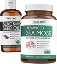 Black Seed Oil Liquid & Sea Moss (fornecimento de 2 meses) Sea & Seed Fusion Bundle - Black Seed Oil Liquid (16fl.oz) Premium Clack Cumin Seed Oil & Organic Irish Sea Moss with BioPerine - Vegan
