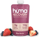 Huma Recovery Protein Smoothie, 12 Pouches – 15g Colágeno + Whey Post Treino Recovery Drink – Pronto-para-bebida Protein Shake com fruta real, Eletrólitos, Gorduras Saudáveis